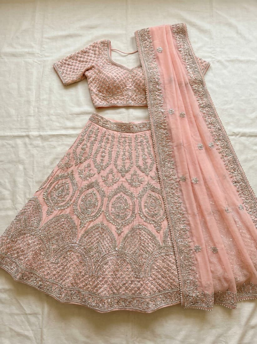 Lehenga photographed flat before AI photoshoot