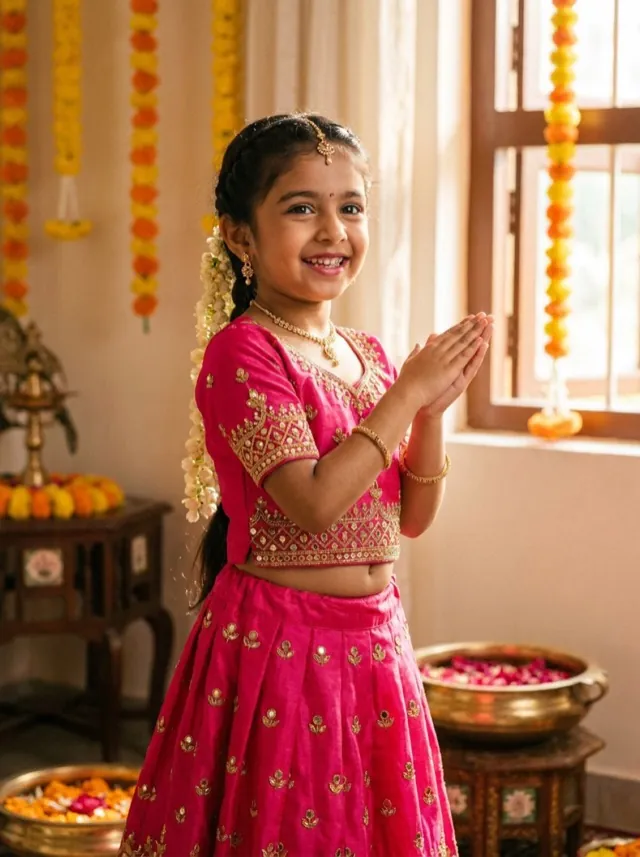Girls Lehenga - AI-generated fashion photoshoot by ApparelAI Studio